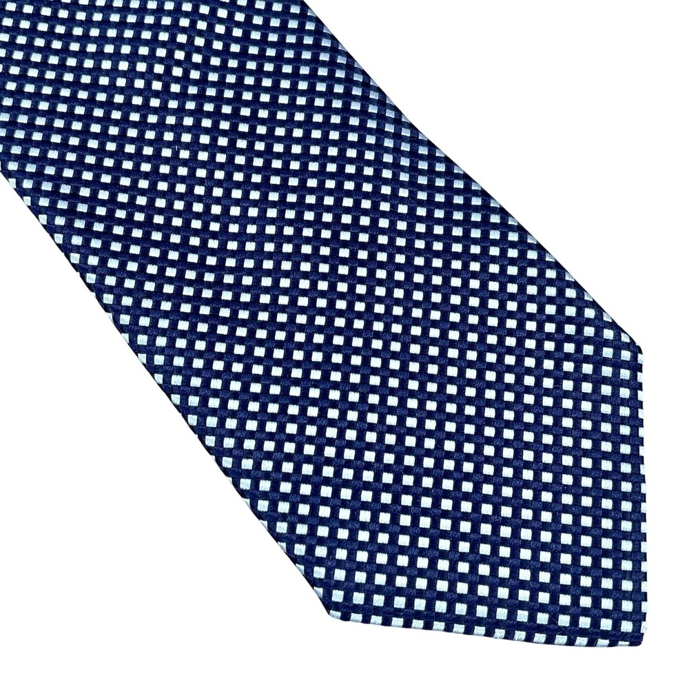 Charvet Place Vendome Tie Mens Blue Check Jacquard Silk Made France Necktie